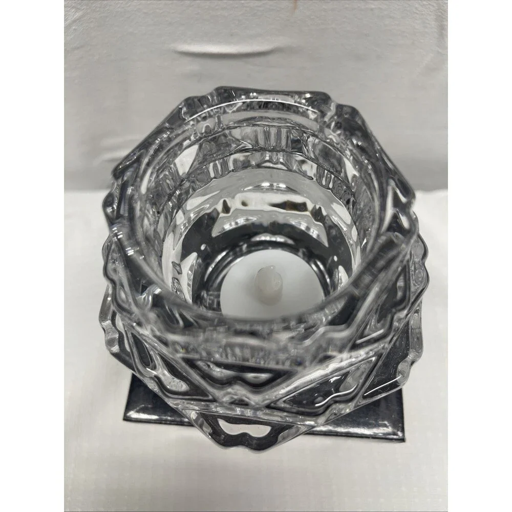 Fitz and Floyd Fairmont Glass Votive Tea Light Barrel Candle Holder w/Box